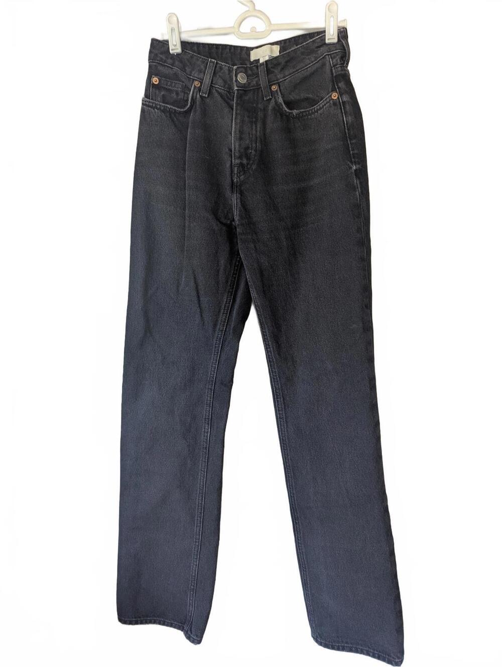H&M Black High-Waisted Straight Leg Jeans